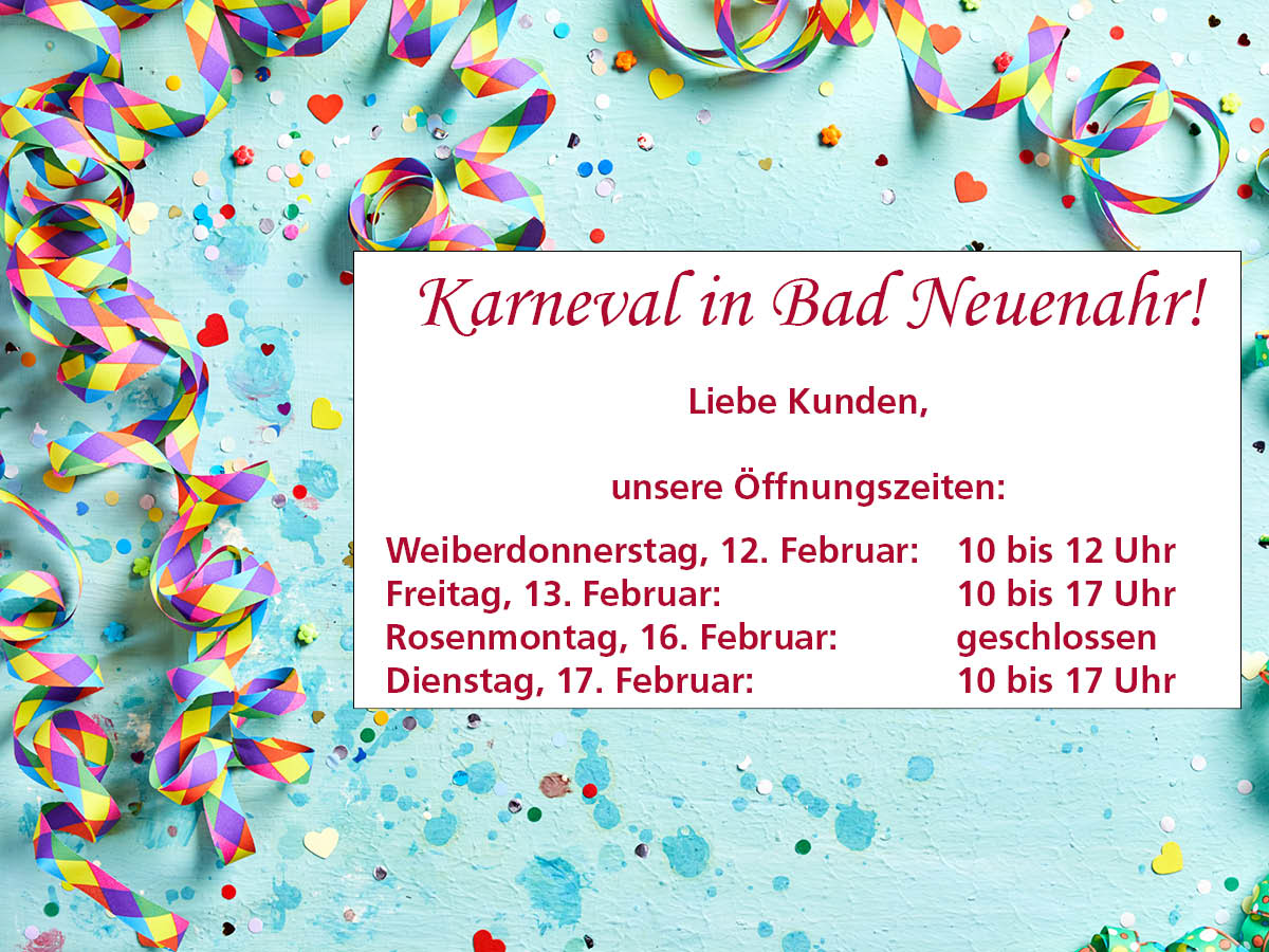 Karnevalsöffnungszeiten